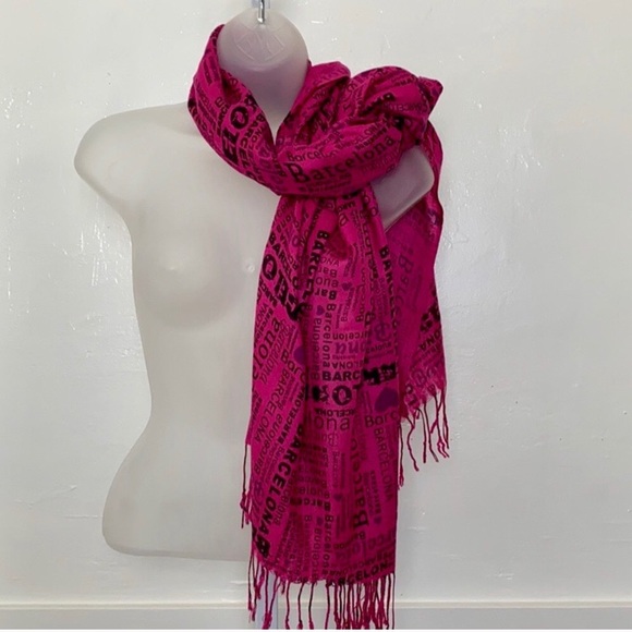Vintage Black/Pink Women’s Barcelona Theme Scarf - Picture 2 of 6